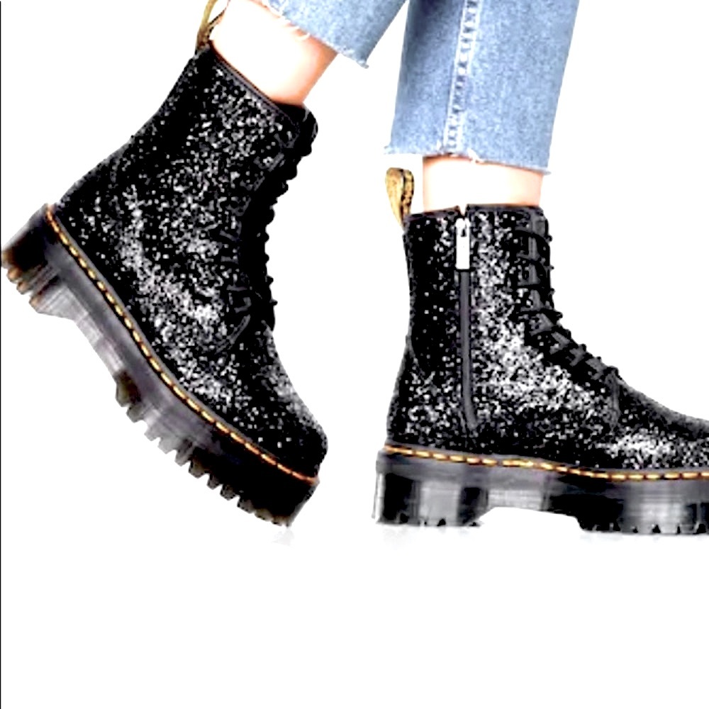 NEW DR MARTENS RARE JADON GLITTER PLATFORM BOOTS - Picture 4 of 16